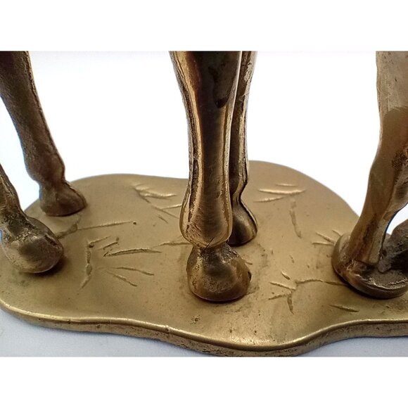 Vintage Brass Giraffe Figurine Mom and Baby 7" Mid Century Animal Sculpture - Picture 8 of 16